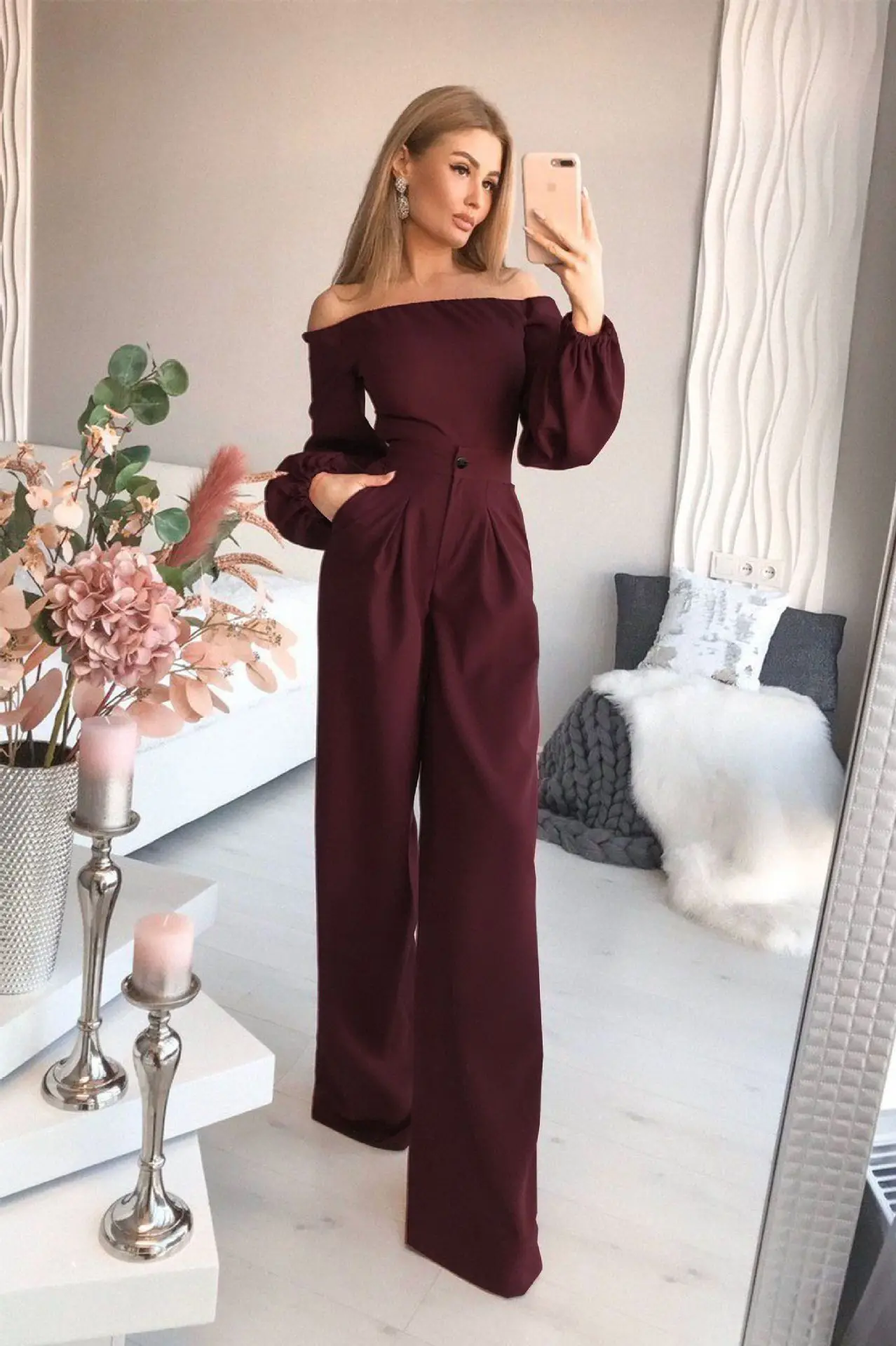 

New Fashion Women Ruffles Neck High Waist Clubwear Jumpsuit Playsuit Bandage Female Party Romper Long Trousers Clothes