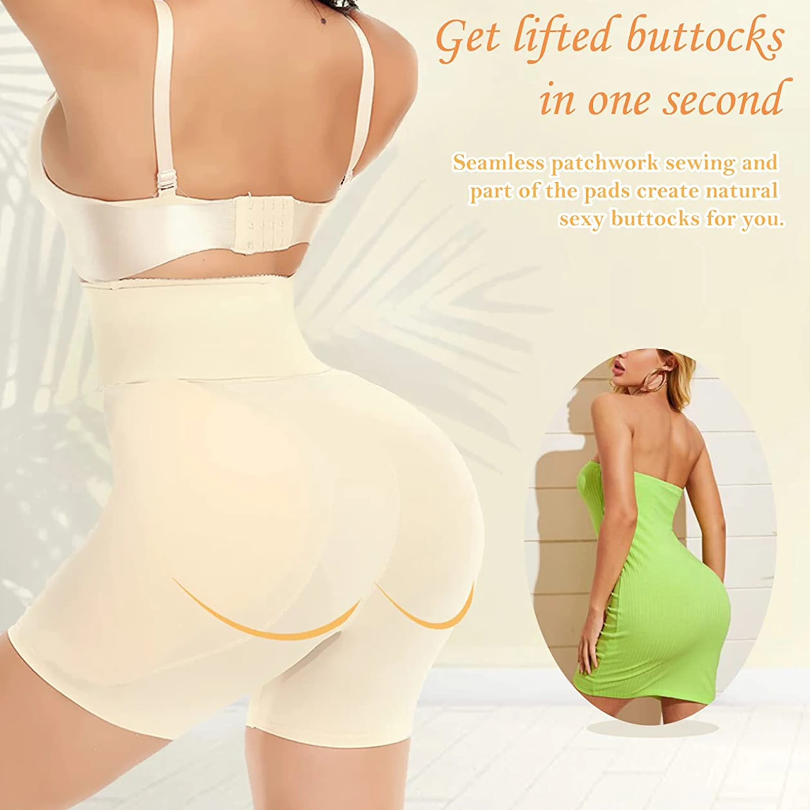 Hip Padded Shorts For Women Booty Enhancer High Waist Adjustable Tummy Control Butt Lifter Fake Ass Panty Plus Size Open Crotch