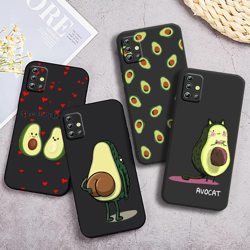 

Cute Cartoon Avocado Phone Case For Samsung Galaxy A90 A80 A70 S A60 A50S A30 S A40 S A2 A20E A20 S A10S A10 E Black Funda Cover