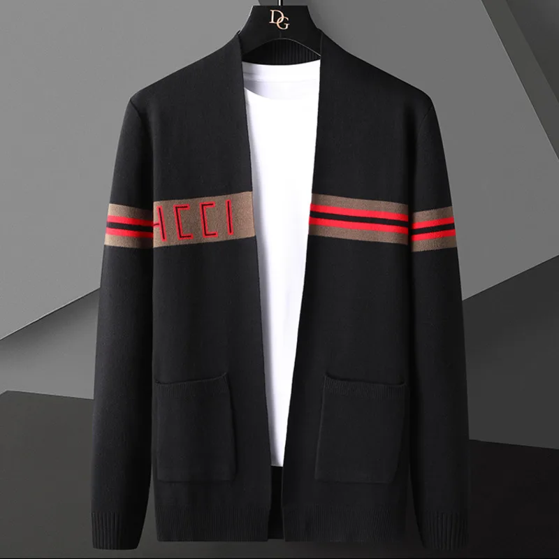 

Трикотажный контрастный кардиган 5xl, модная длинная дизайнерская полосатая мужская куртка в Корейском стиле, пальто, кардиган, шерстяное пальто, Осеннее цветное Мужское пальто, 2021