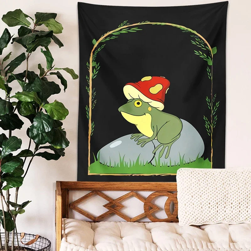 Шторы в стиле бохо с рисунком лягушки