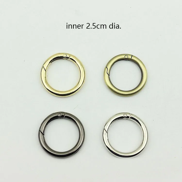 50pcs 15-38mm Metal Spring O Rings Buckle Openable Key Ring Round Hook DIY Bag Belt Strap Chain Buckles Snap Clasp Leather Craft