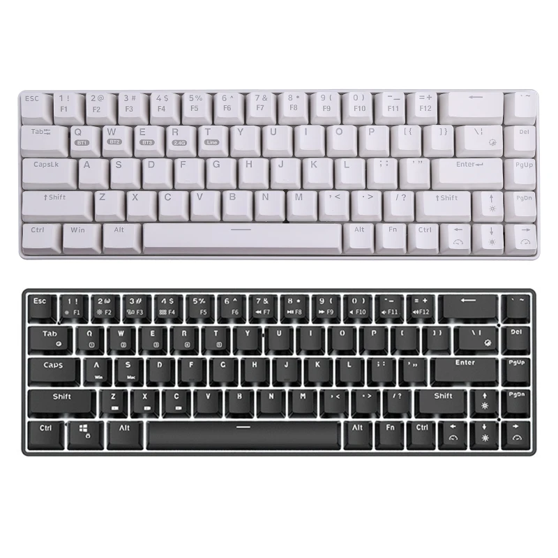 

Беспроводная механическая клавиатура RK68 (RK855) RGB, 68 клавиш, 60% дюйма, совместимая с Bluetooth, популярная Съемная игровая клавиатура с зеленым пере...