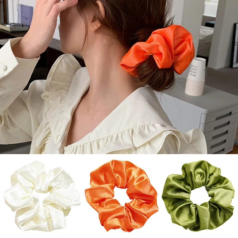 

Women Elastic Oversized Cheap Satin Big Hair Scrunchie Elastic Hair Gum Girl Soft Ponytail Hair Ties Hair Rope Headwear Hairring