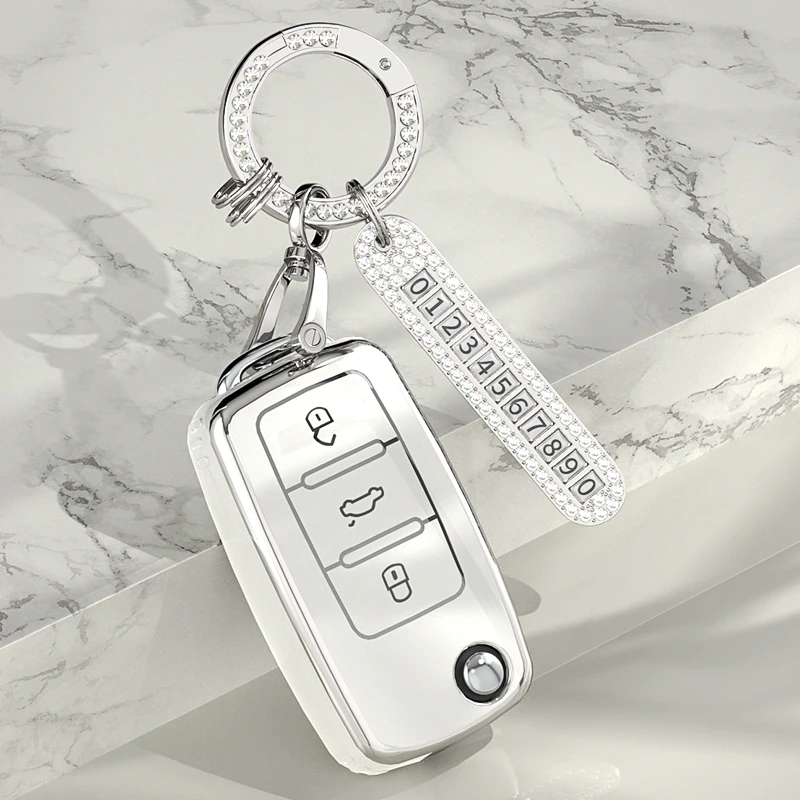 

Чехол для автомобильного ключа из ТПУ для VW Volkswagen Polo Golf Passat Beetle Tiguan Skoda Octavia Kodiaq Seat Leon Altea брелок без ключа