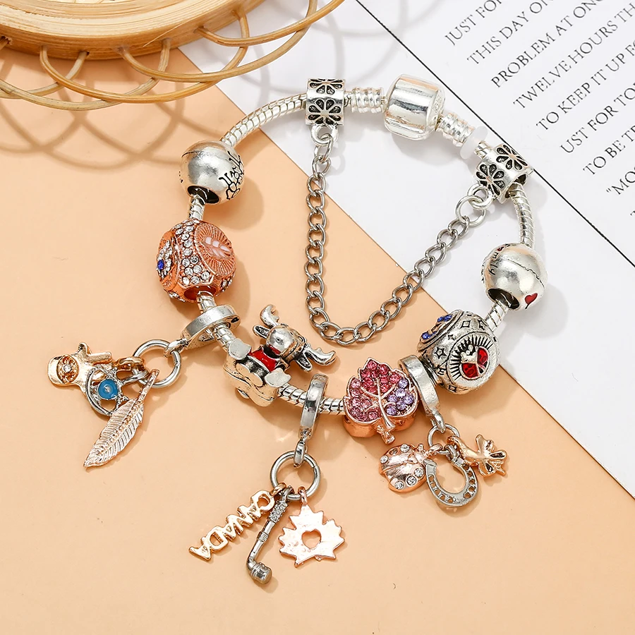 Seialoy новые браслеты-подвески с перьями и насекомыми листьями для женщин девочек