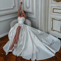 eightree sexy wedding dresses sweetheart satin white bride dress sleeveless sweep train princess wedding evening gowns plus size