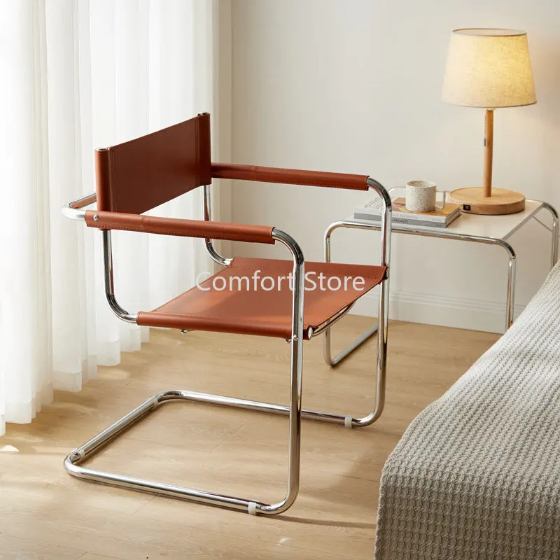 

Office Nordic Lounge Living Room Chairs Arm Dining PU Leather Cesca Chair Lazy Designer Sedie Da Soggiorno Home Furniture WKYZ