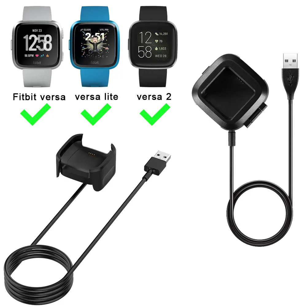 USB Charger For Fitbit Versa2 Smart Bracelet USB Charging Cable For Fitbit Versa Lite Versa 2 Cable Cord Clip Dock Accessories