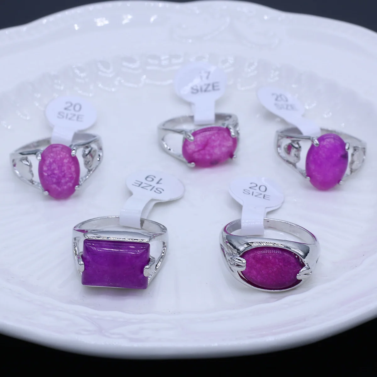 Купи 10 Mixed Ring Style White Stone + Purple Rings Fashionable Metal Ring Charm Wedding Banquet Party Ring For Woman Girls Gift за 404 рублей в магазине AliExpress