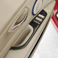 4pcs carbon fiber door window switch panel cover trim for bmw 3 series e90 320i 325i 2005 2006 2007 2008 2009 2010 2011 2012