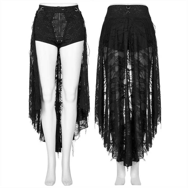 Punk Rave Sexy Women Gothic coffin shorts Pants,the skirt can removed WK502