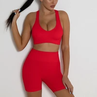 2 piece gym yoga set women sport set sports brahigh waist shorts ribbed sports suit athletic yoga set for women outfits