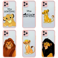 disney lion king simba phone case for iphone 13 12 11 pro max mini xs 8 7 plus x se 2020 xr light pink matte transparent cover