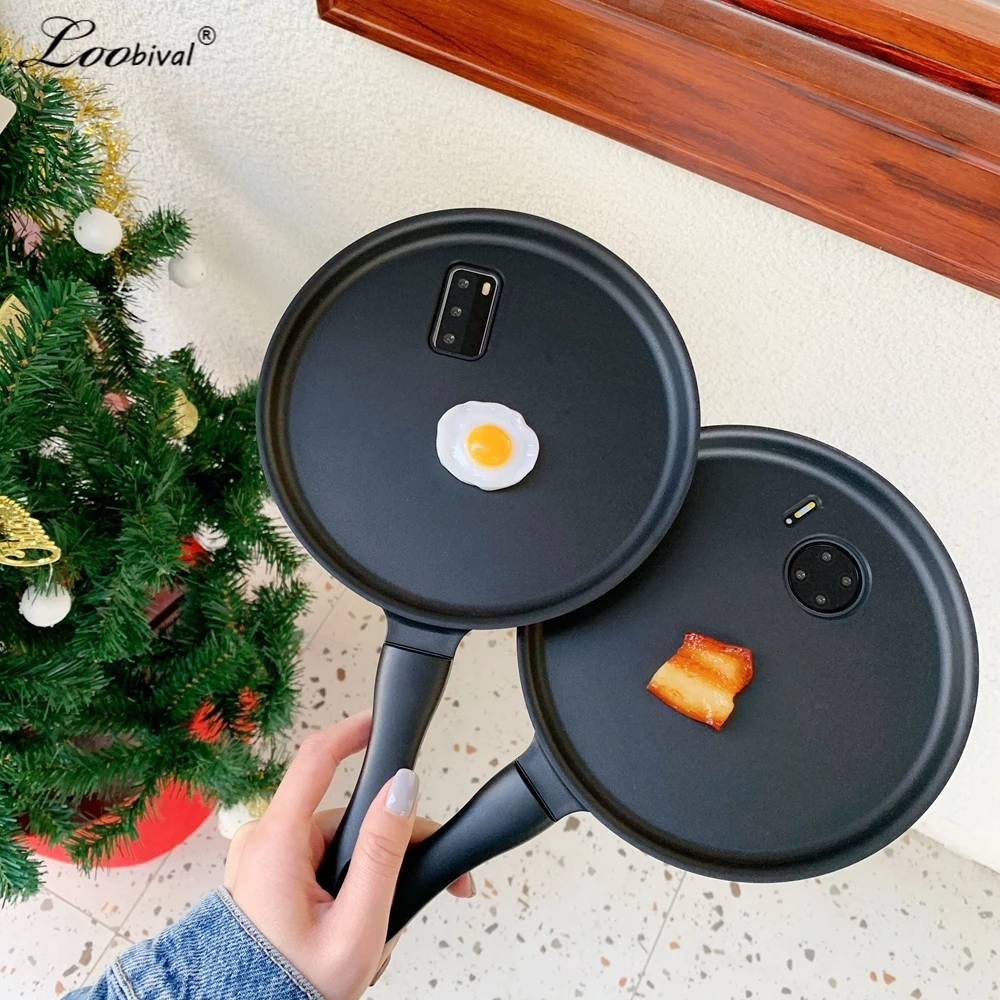Funny 3D Frying Pan Phone Case for iPhone 12 Mini 11 13 14 Pro Max X Xr Xs Max 8 7 Plus 6 6s SE Pot Camera Protection Soft Cover