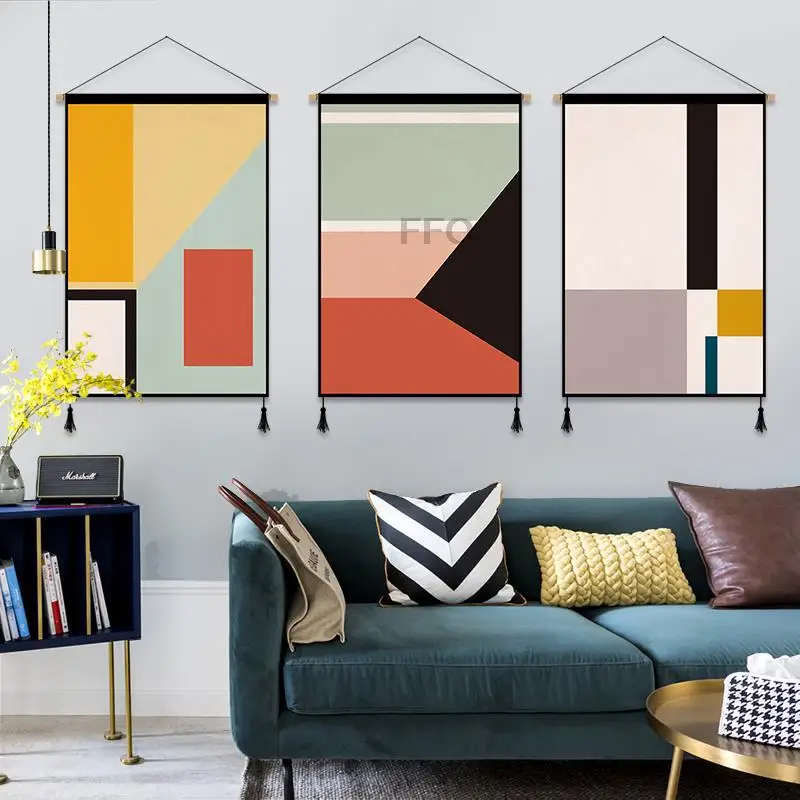 

Скандинавский геометрический тканевый гобелен, настенный эстетический декор для комнаты, спальни, прикроватный гобелен, ресторана, измери...