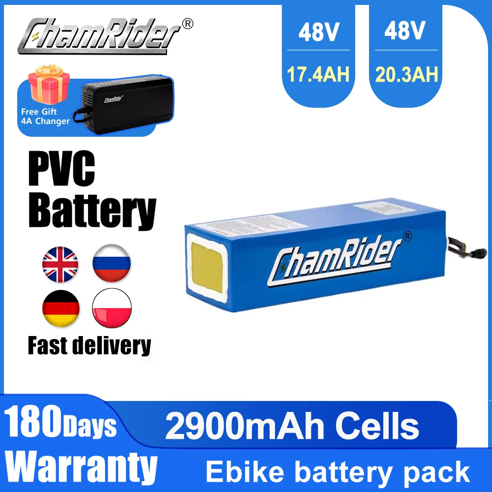 ChamRider Ebike 48 В аккумуляторный блок 17 4 Ач 20 3 18650 30A BMS элементы литиевый аккумулятор