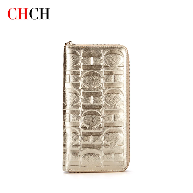 

CHCH Luxury Designer Women's Wallet Genuine Leather Clutches Coin Purse Card Holder Zipper Long Wallets Bags
