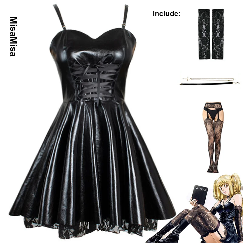 

Death Note Anime Cosplay Costume Amane Misa MisaMisa COS Uniform Black Dress Suit Set Halloween Party Performance Wear for Women