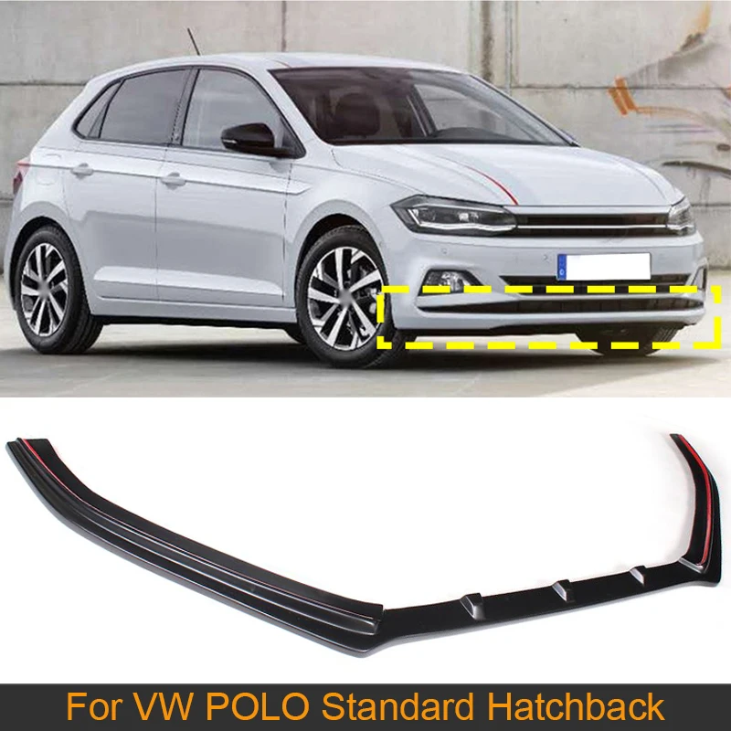 

Car Front Bumper Lip Spoiler For Volkswagen VW POLO Standard Hatchback 4 Door 14-16 Non GTI R Front Lip Chin Spoiler PU Black