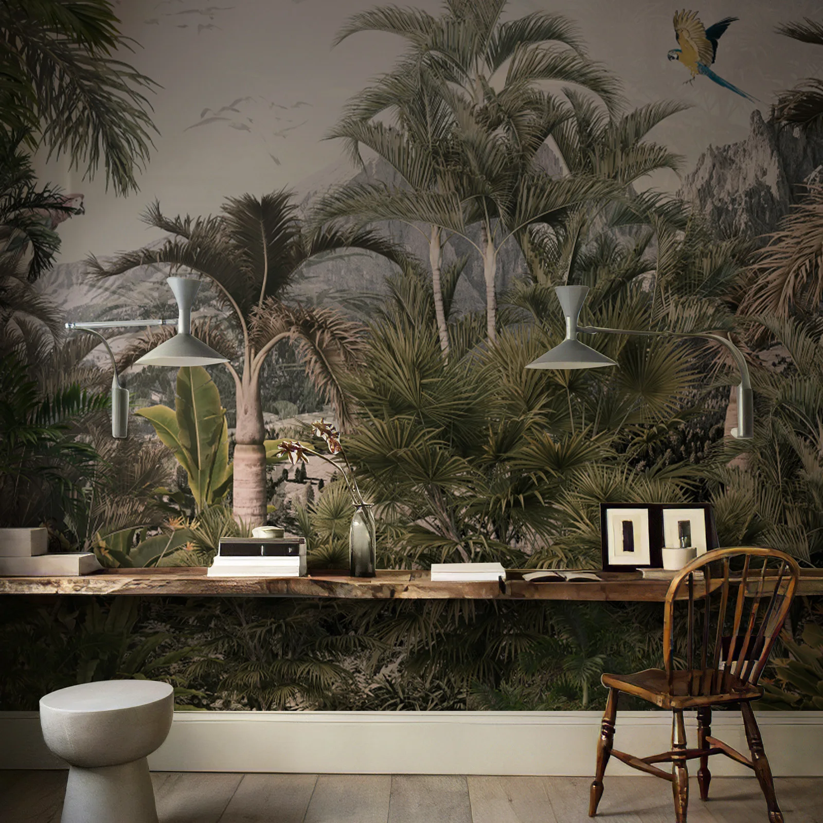 Zeeko тропические джунгли зеленая фреска самоклеящаяся лес папоротник лист