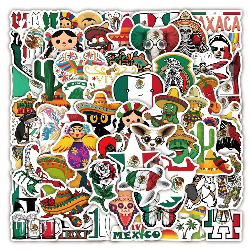 Наклейки в мексиканском стиле с граффити Мультяшные водонепроницаемые наклейки