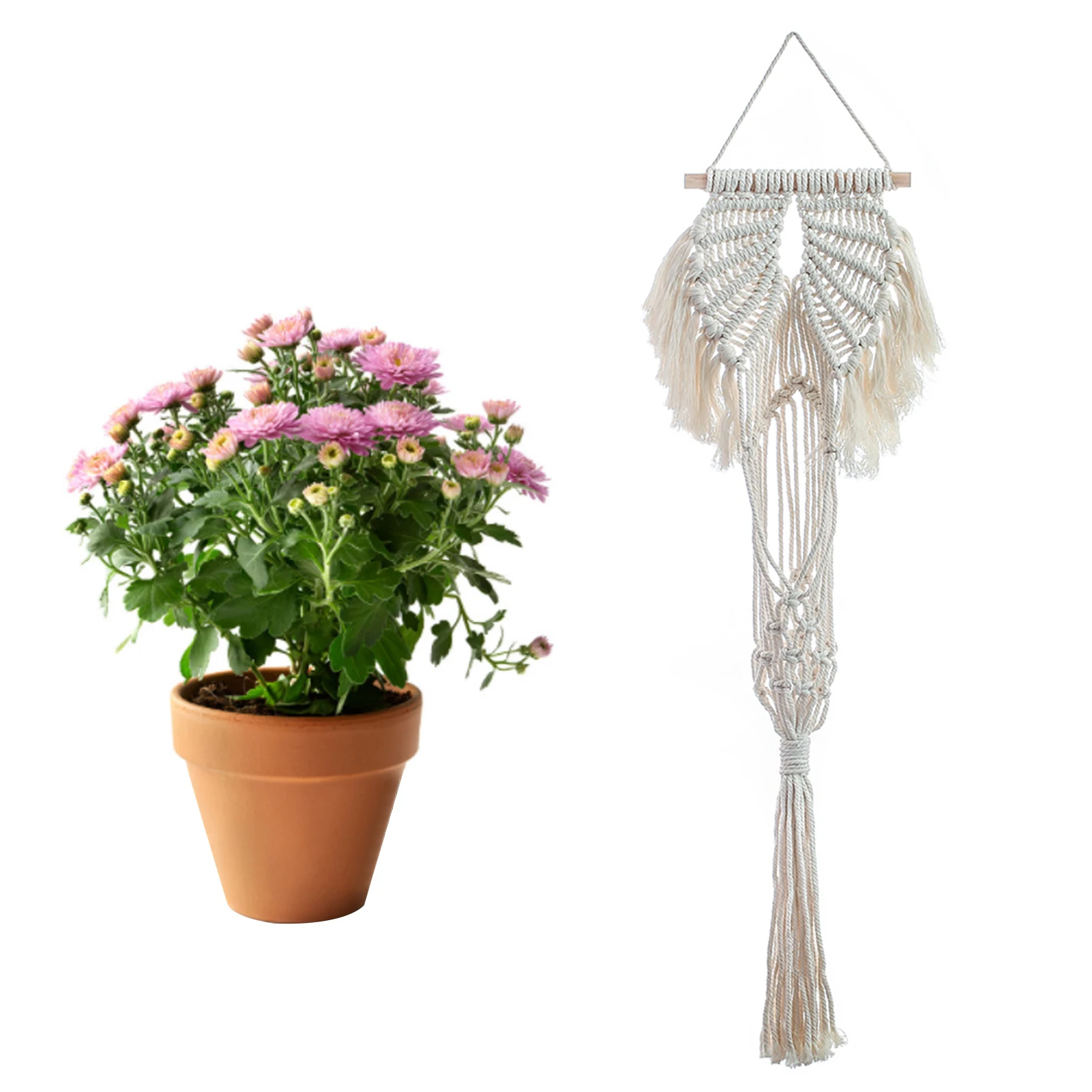 

Hand-Woven Plant Hangers Indoor And Outdoor Flower Pot Net Pockets Multi-Functional Indoor Wall Mounted Planters Basket Holder