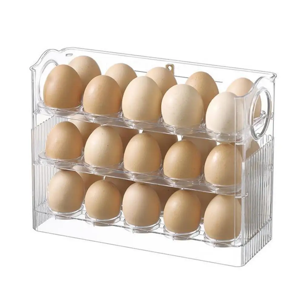 

Kitchen Storage Boxes Three-layer Eco-friendly Pet Egg Storage Box Transparent/green New Tray Dispenser Eggs Holder Household