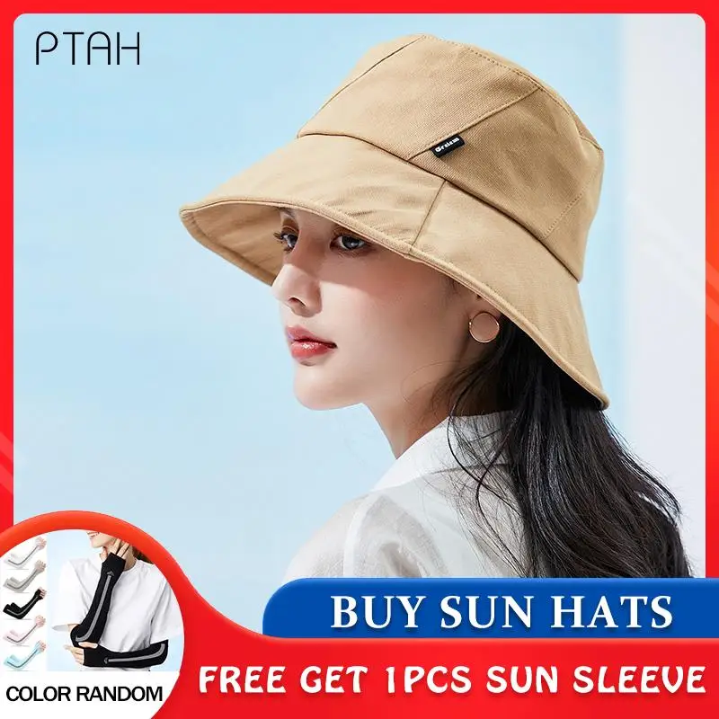 

[PTAH] Summer Caps for Women Cloth Hat Anti-UV Breathable Soft Hat Foldable Casual Double-sided Wearable Cap Female Higt Guality