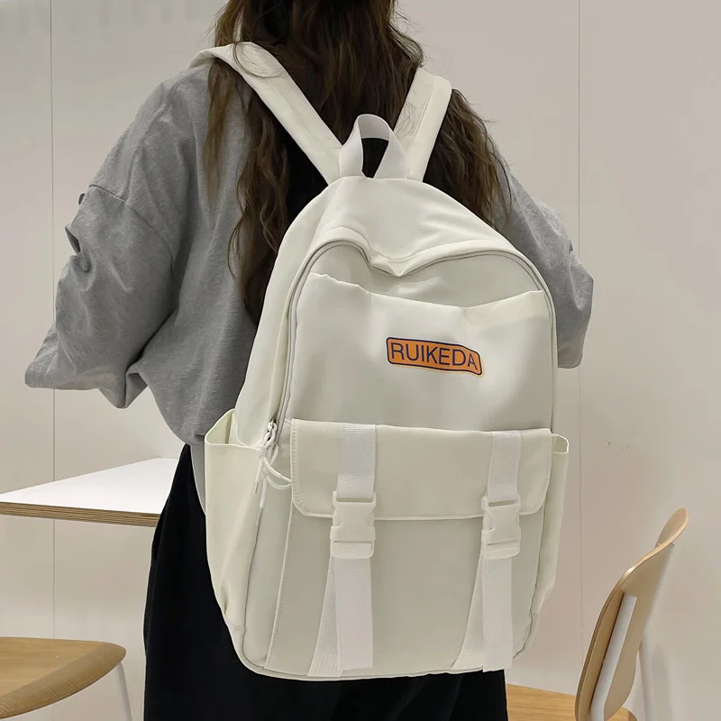 

New Fashion Multi-pocket Nylon Women Backpack Female Waterproof Travel Bag Kawaii Girl Insert Buckle Schoolbag Lady Cute Bookbag