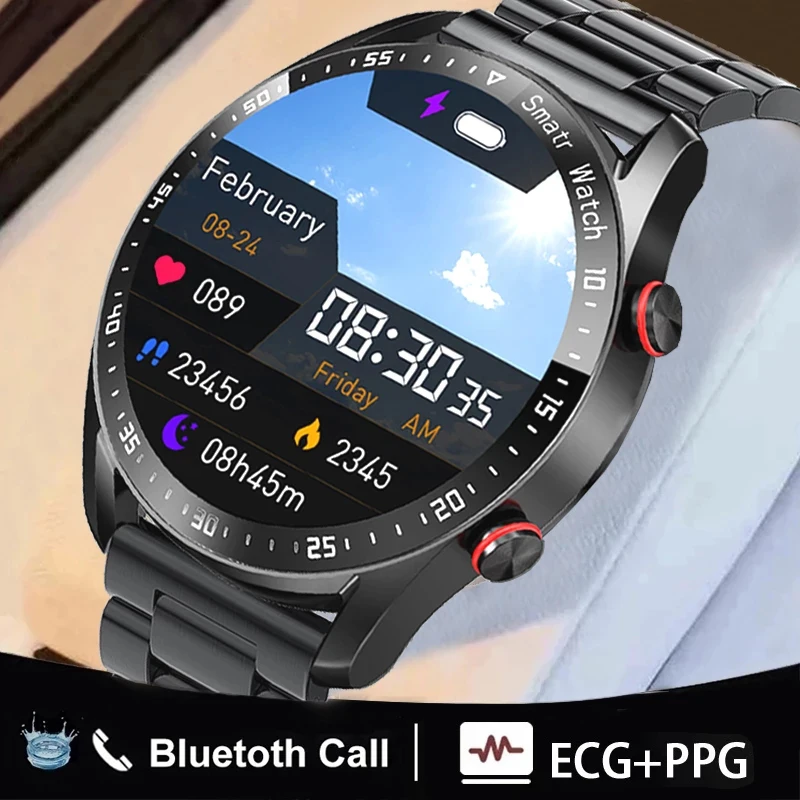 

Новинка 2023, Смарт-часы с ЭКГ + ППГ, Bluetooth, звонки, мужской музыкальный плеер, водонепроницаемый спортивный фитнес-трекер, Смарт-часы с ремешком из нержавеющей стали