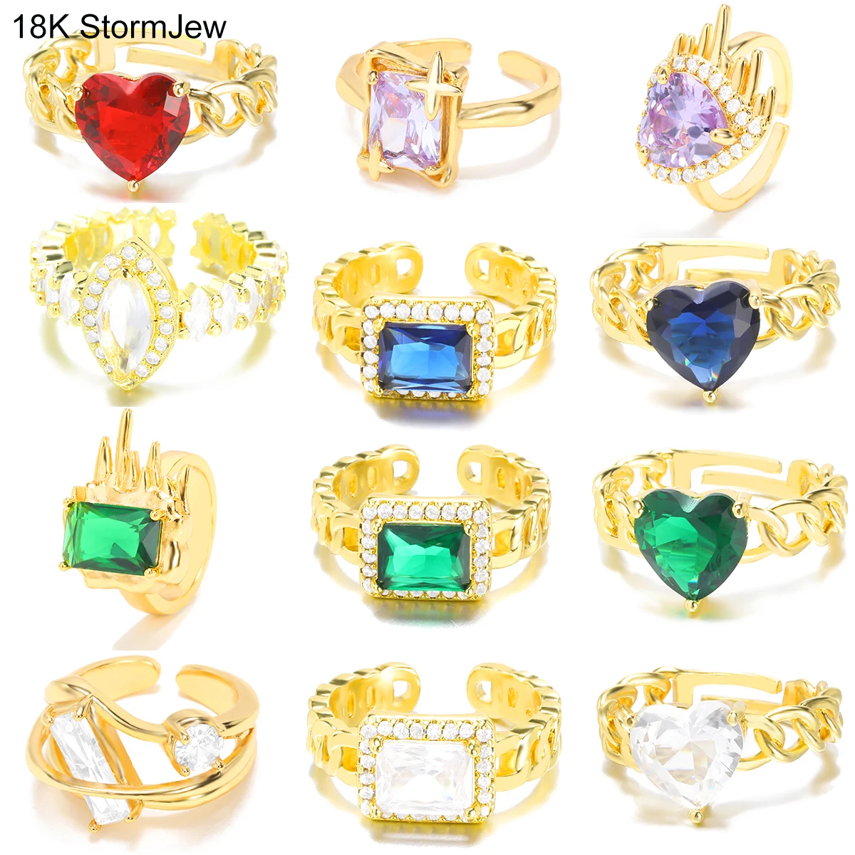 

Eternal Love Crystal Rings Sparkling Zircon Wedding Bands Fashion Hip Hop Finger Accessories Engagement Jewelry For Women Men