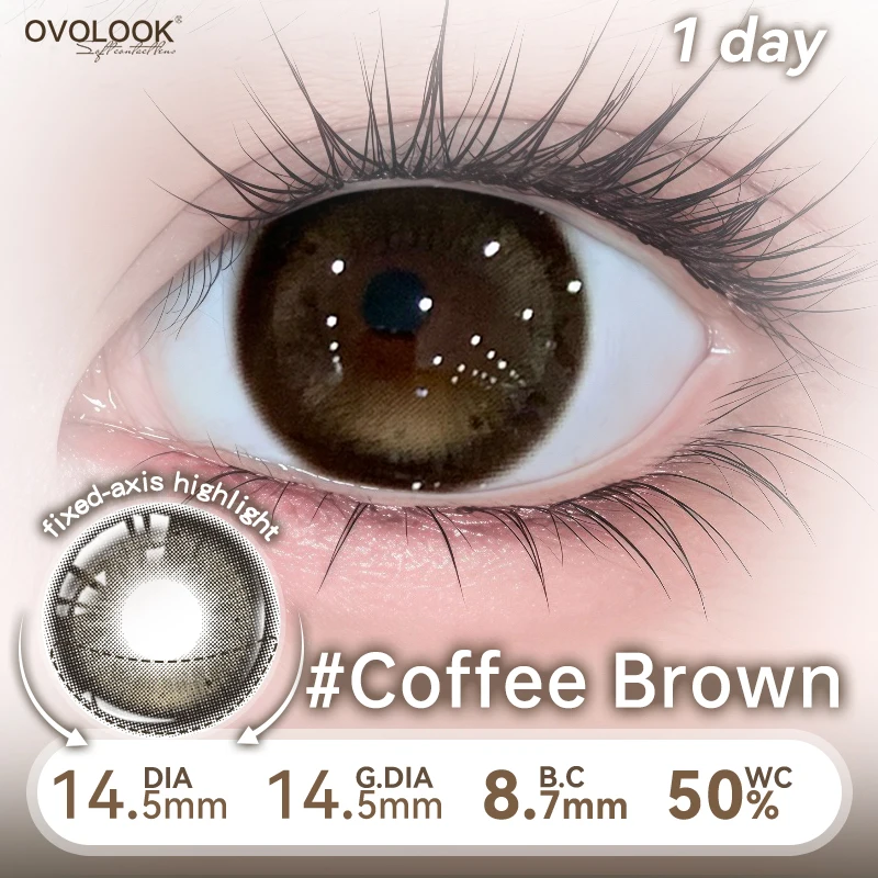 OVOLOOK - Цветные контактные линзы с мягким ободком, гибридные, синие, 10 шт., для ежедневного использования, для макияжа, в милой коробке с рисунком щенка. (art.: 3920dc07612dc) - 3920dc07612dc