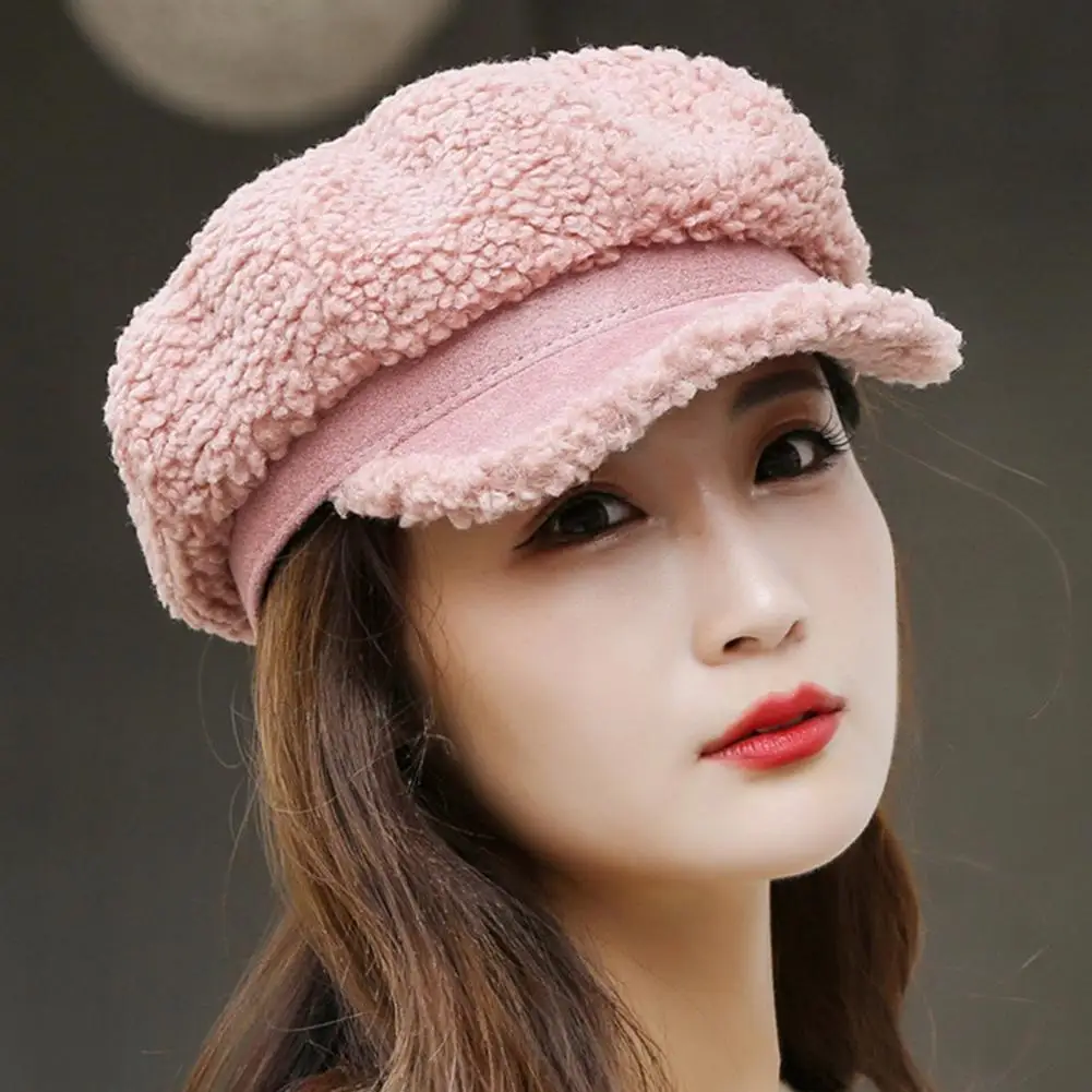 

Trendy Female Beret Hat Fine Stitching Temperament Women Beret Hat Thickened Octagonal Hat Ladies Beret