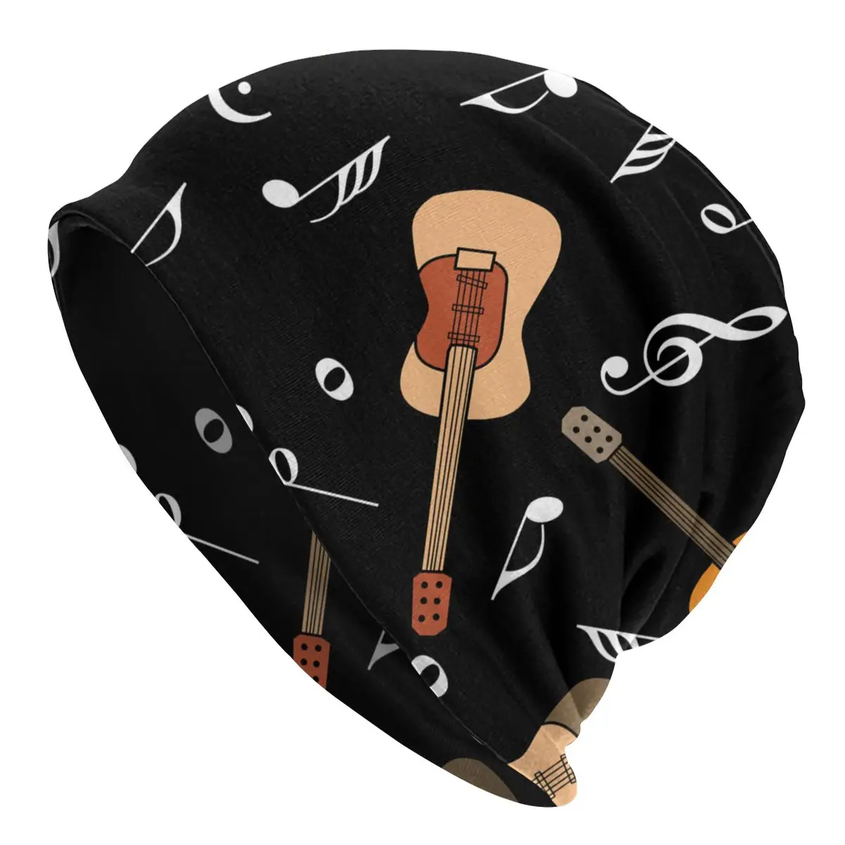 

Guitar Music Notes Pattern Caps Casual Unisex Street Skullies Beanies Hats Spring Warm Dual-use Bonnet Knitting Hats