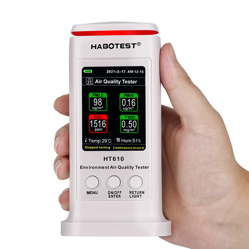 

PM2.5 PM10 TVOC Carbon Dioxide Professional Air Sensor Analyzer Outdoor Environment Air Quality Habotest HT610 Tester Haze Meter
