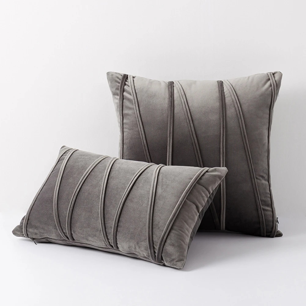 

100% Velvet Pillowcase 2pcs 45X45cm 35x50cm Scandinavian Style Striped Pressure Rope Strap European Sofa Pillow Home Pillowcase