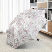 double layer lace flower sun protection rain umbrella 3 fold woman lady windproof portable travel anti uv parasol fashion gift