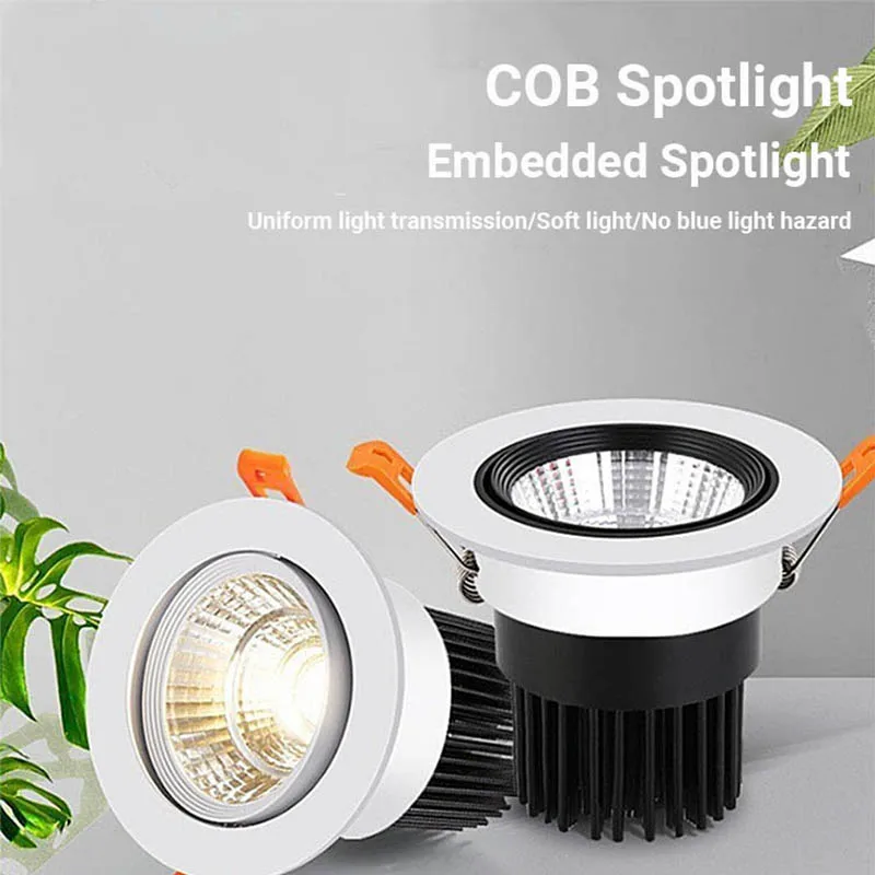 Встроенный потолочный светильник Светодиодный прожектор Трехцветный COB Downlight
