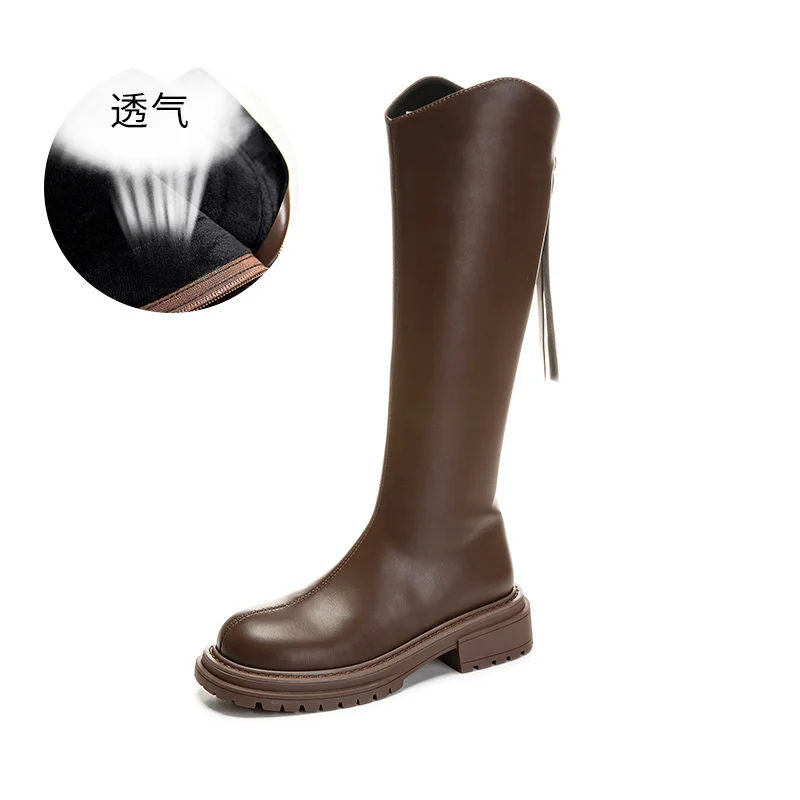 Plush Long Boots For Women 2022 Winter High Rise Knight Boots Thick Heel Versatile Women's Shoes