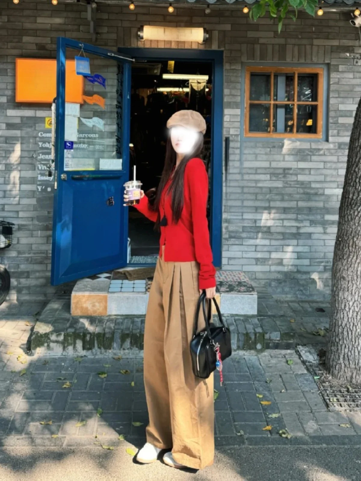 Изящный рождественский новогодний красный вязаный кардиган во французском