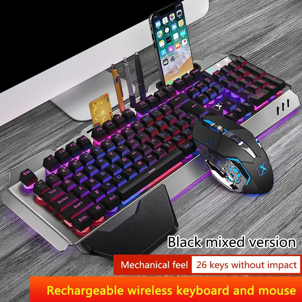2023 K680 Беспроводная игровая клавиатура, мышь, Rgb подсветка, металлическая панель, перезаряжаемая геймерская мышь, Водонепроницаемая клавиатура, набор, Прямая поставка