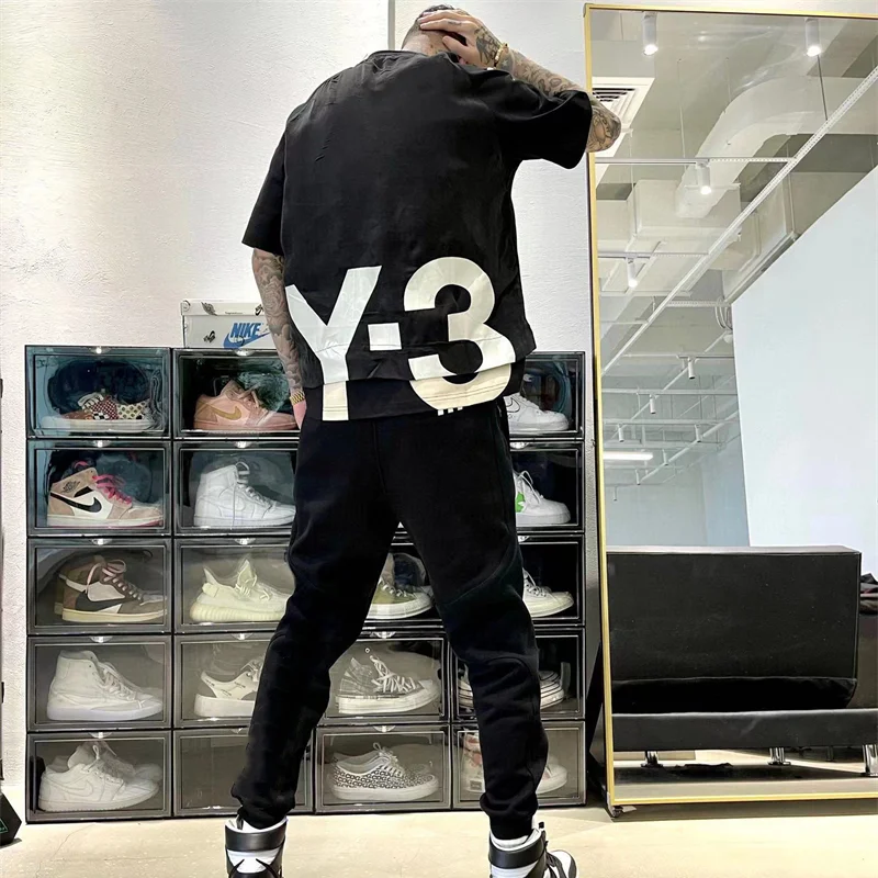 

Yohji Yamamoto Y3 Men's T-shirt 23SS Summer Fake Two Pieces Letter Printing Men And Women Y-3 Short Sleeve Leisure Splicing Tops