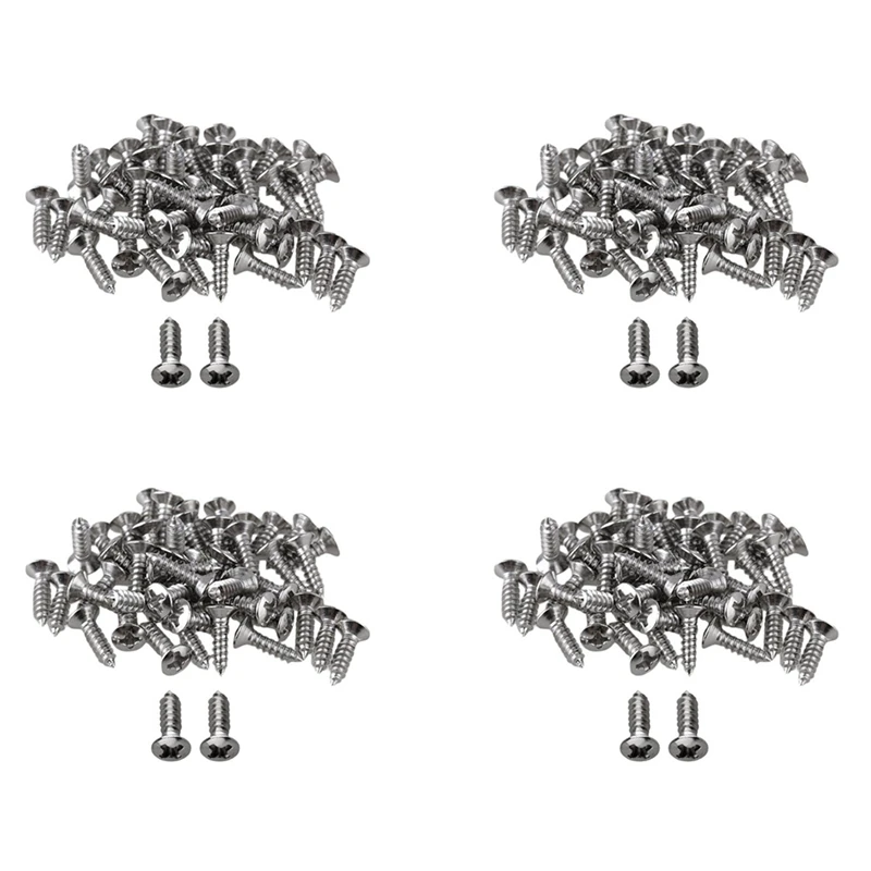 

200X Guitar Bass Screws Parts For Scratchplates Pickguard, Silver