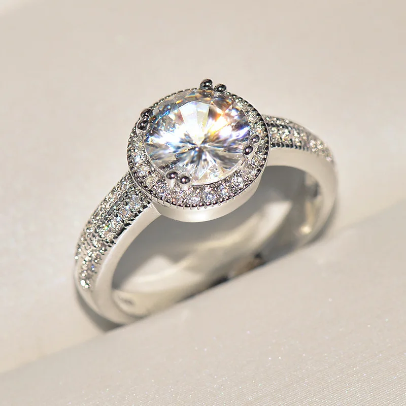 

Origin Natural 1.5 Carat Diamond Gemstone Jewelry Real S925 Sterling Silver Ring for Women Round Silver 925 Jewelry Rings Female