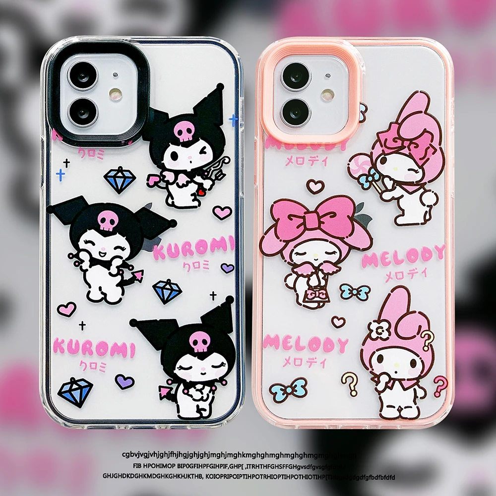 

2022 BanDai Cartoon My Melody Kuromi Cute Phone Case For Iphone 11 12 13 Pro Max X Xs Xr 7 8 Plus Shockproof Cover