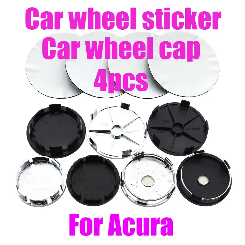 

4pcs 3D 68mm 65mm 60mm 56mm Car Rim Refit Badge Covers for Acura Logo Emblem Wheel Center Hub Cap Decoration Sticker Accessories