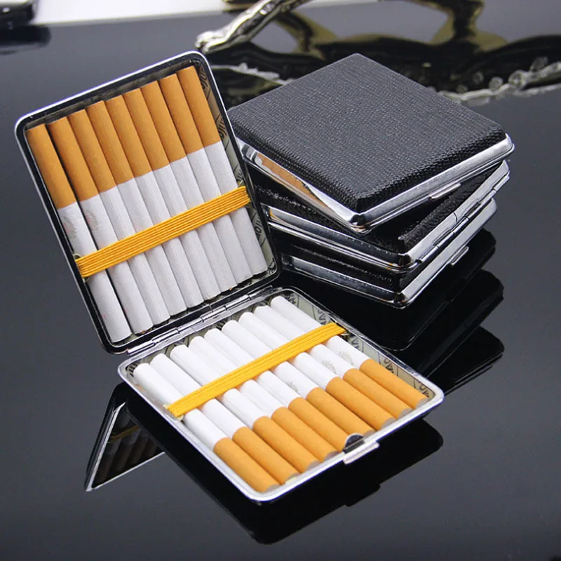 

20 pieces of ultra-thin automatic cigarette flip metal Pu portable cigarette box