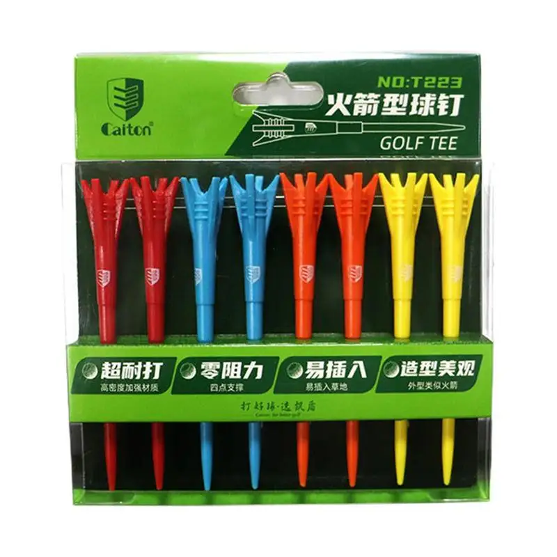 

Assorted Golf Tees Professional Golf Tees Pack With 4 Prongs 8pcs Unbreakable Reusable Golf Accessories With Less Drag For Golf