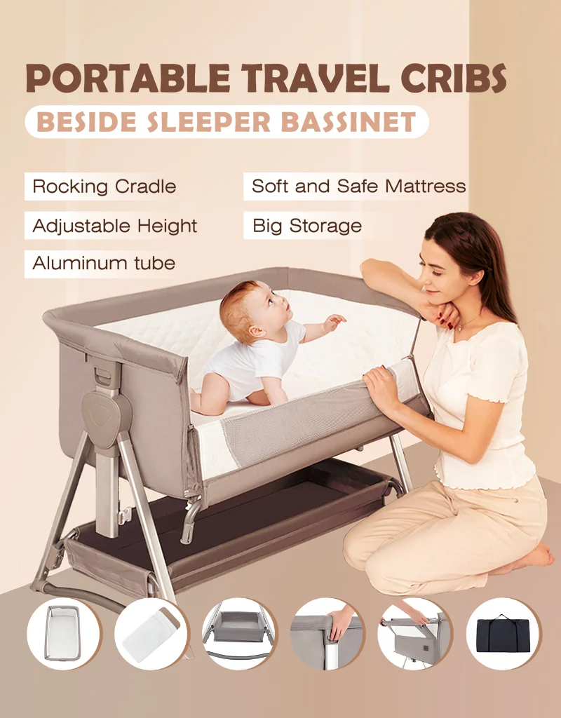 Free Shipping Baby Beside Sleeper Luxury Newborn Cribs Portable Infant Bed Travel Baby Bed Infant Cradle Suit 0-6M
